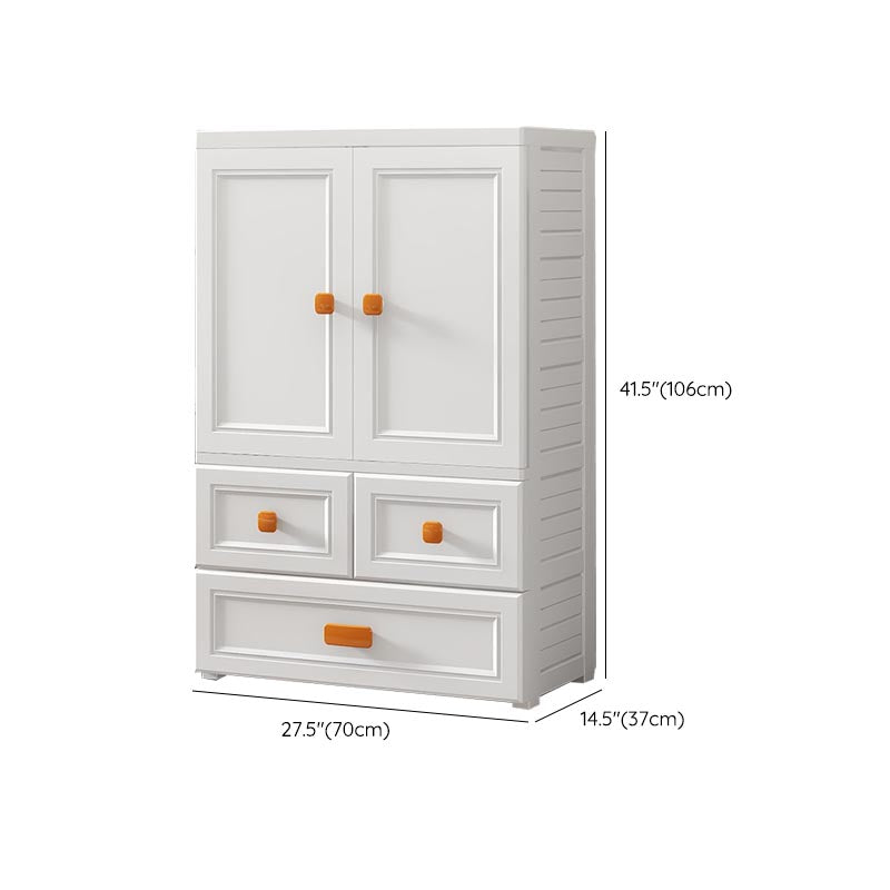 White Plastic Wardrobe Armoire with Legs Contemporary Wardrobe Closet Clearhalo 'Armoires & Wardrobes' 'armoires_wardrobes' 'Bedroom Furniture' 'furn' 'furn_armoires_wardrobes' 'Furniture' 6166233