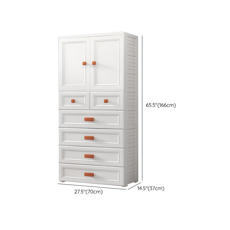 White Plastic Wardrobe Armoire with Legs Contemporary Wardrobe Closet Clearhalo 'Armoires & Wardrobes' 'armoires_wardrobes' 'Bedroom Furniture' 'furn' 'furn_armoires_wardrobes' 'Furniture' 6166236