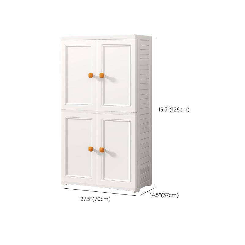 White Plastic Wardrobe Armoire with Legs Contemporary Wardrobe Closet Clearhalo 'Armoires & Wardrobes' 'armoires_wardrobes' 'Bedroom Furniture' 'furn' 'furn_armoires_wardrobes' 'Furniture' 6166237