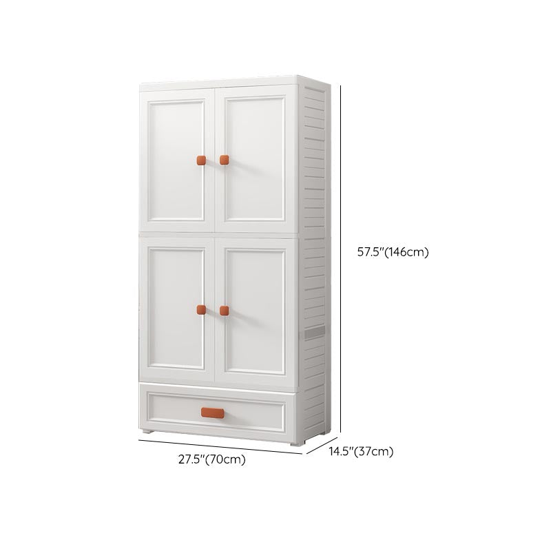 White Plastic Wardrobe Armoire with Legs Contemporary Wardrobe Closet Clearhalo 'Armoires & Wardrobes' 'armoires_wardrobes' 'Bedroom Furniture' 'furn' 'furn_armoires_wardrobes' 'Furniture' 6166238