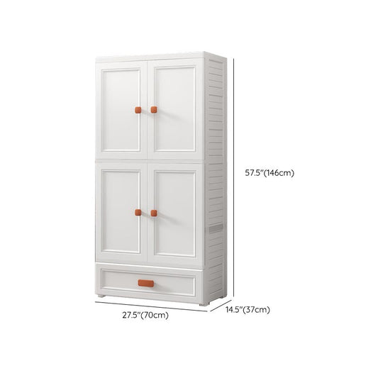White Plastic Wardrobe Armoire with Legs Contemporary Wardrobe Closet Clearhalo 'Armoires & Wardrobes' 'armoires_wardrobes' 'Bedroom Furniture' 'furn' 'furn_armoires_wardrobes' 'Furniture' 6166238