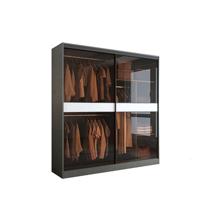 Armoire en verre de style moderne placard de garde-robe de couleur gris avec porte coulissante