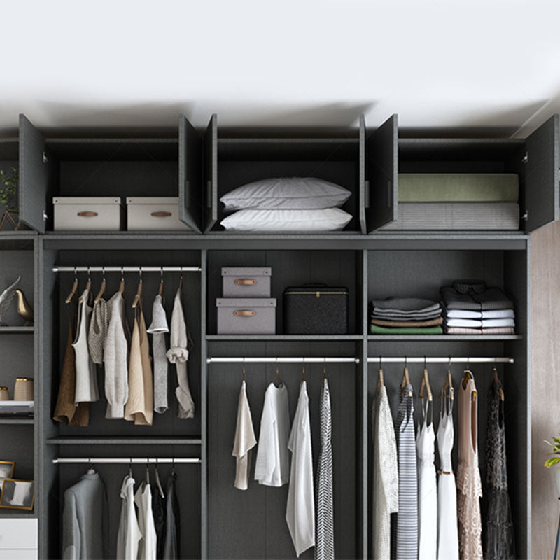 Armoire en verre de style moderne placard de garde-robe de couleur gris avec porte coulissante