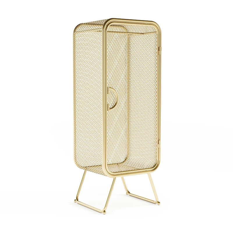 Modern Hinged Door Wardrobe for Home Matte Finish Cabinet with Metal Frame Gold Clearhalo 'Armoires & Wardrobes' 'armoires_wardrobes' 'Bedroom Furniture' 'furn' 'furn_armoires_wardrobes' 'Furniture' 6166341