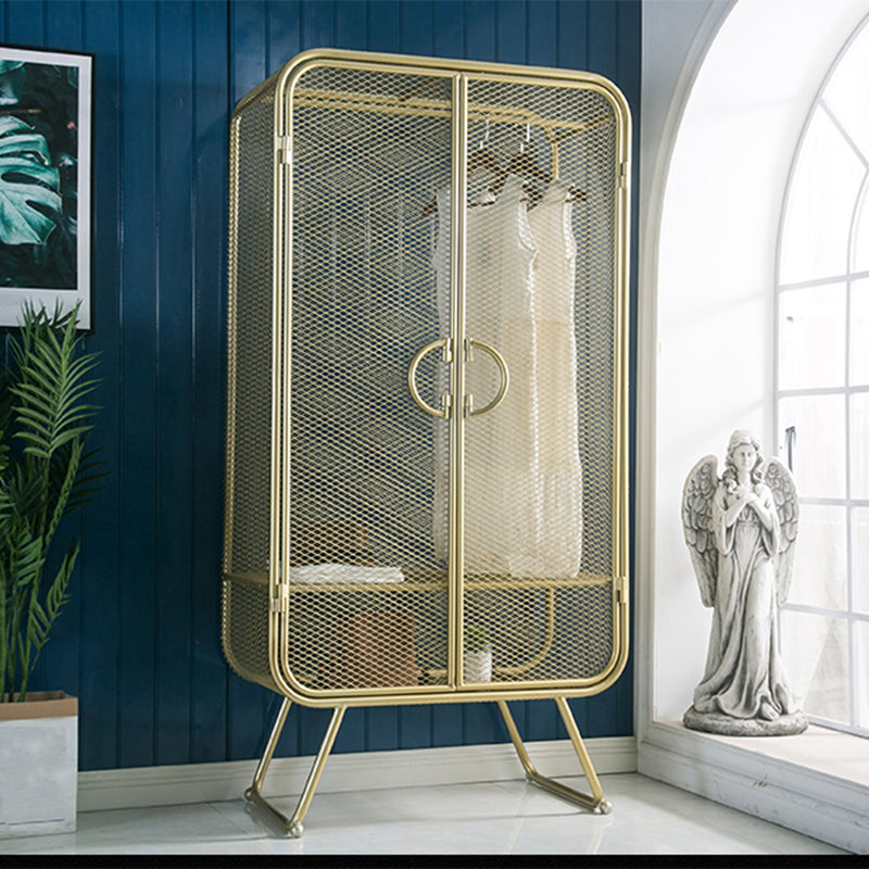 Modern Hinged Door Wardrobe for Home Matte Finish Cabinet with Metal Frame Clearhalo 'Armoires & Wardrobes' 'armoires_wardrobes' 'Bedroom Furniture' 'furn' 'furn_armoires_wardrobes' 'Furniture' 6166343