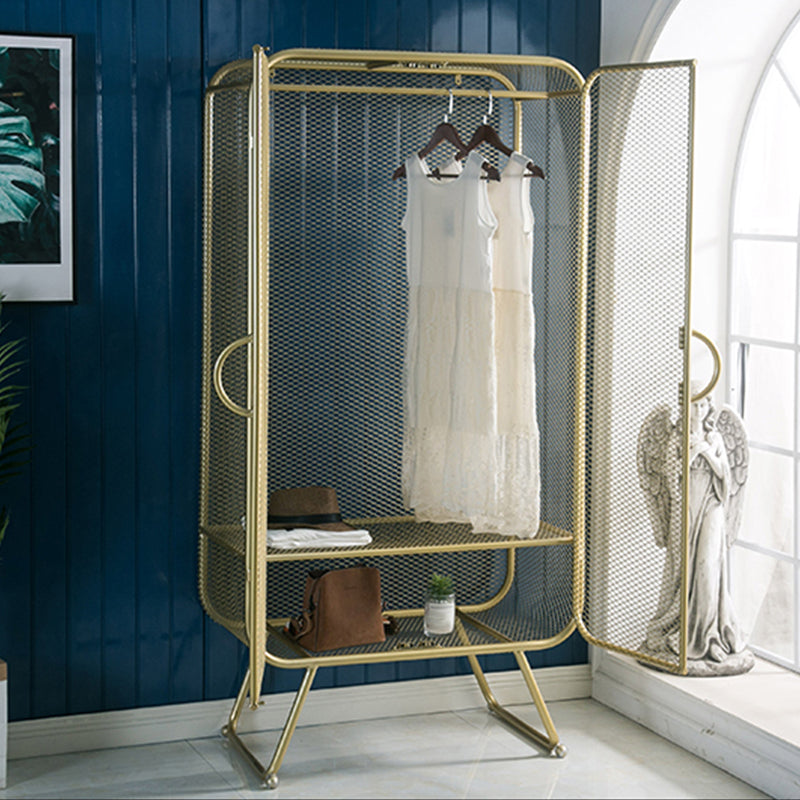 Modern Hinged Door Wardrobe for Home Matte Finish Cabinet with Metal Frame Clearhalo 'Armoires & Wardrobes' 'armoires_wardrobes' 'Bedroom Furniture' 'furn' 'furn_armoires_wardrobes' 'Furniture' 6166345