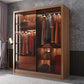 Chambre coulissante armoire brune moderne avec portes en verre