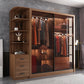 Chambre coulissante armoire brune moderne avec portes en verre