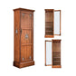 Traditional Birch Wood Cabinet with Mirror Matte Finish Wardrobe for Home