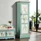 Traditional Birch Wood Cabinet with Mirror Matte Finish Wardrobe for Home