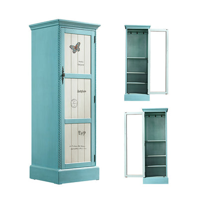 Traditional Birch Wood Cabinet with Mirror Matte Finish Wardrobe for Home