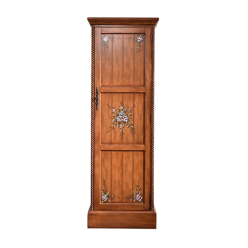 Traditional Birch Wood Cabinet with Mirror Matte Finish Wardrobe for Home