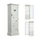 Traditional Birch Wood Cabinet with Mirror Matte Finish Wardrobe for Home