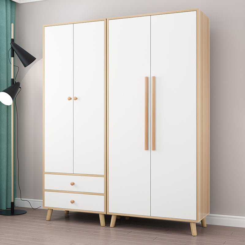 Bedroom Hinged Door Wardrobe with Wooden Legs Modern Cabinet with Clothes Rail Clearhalo 'Armoires & Wardrobes' 'armoires_wardrobes' 'Bedroom Furniture' 'furn' 'furn_armoires_wardrobes' 'Furniture' 6166468