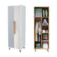 Bedroom Hinged Door Wardrobe with Wooden Legs Modern Cabinet with Clothes Rail Gray-White Drawer Not Included Clearhalo 'Armoires & Wardrobes' 'armoires_wardrobes' 'Bedroom Furniture' 'furn' 'furn_armoires_wardrobes' 'Furniture' 6166469