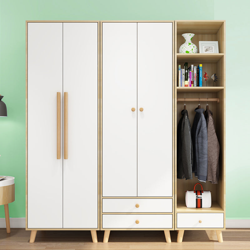 Bedroom Hinged Door Wardrobe with Wooden Legs Modern Cabinet with Clothes Rail Clearhalo 'Armoires & Wardrobes' 'armoires_wardrobes' 'Bedroom Furniture' 'furn' 'furn_armoires_wardrobes' 'Furniture' 6166471