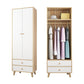 Bedroom Hinged Door Wardrobe with Wooden Legs Modern Cabinet with Clothes Rail Natural Wood White 2 Clearhalo 'Armoires & Wardrobes' 'armoires_wardrobes' 'Bedroom Furniture' 'furn' 'furn_armoires_wardrobes' 'Furniture' 6166474