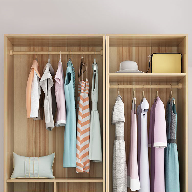 Bedroom Hinged Door Wardrobe with Wooden Legs Modern Cabinet with Clothes Rail Clearhalo 'Armoires & Wardrobes' 'armoires_wardrobes' 'Bedroom Furniture' 'furn' 'furn_armoires_wardrobes' 'Furniture' 6166478