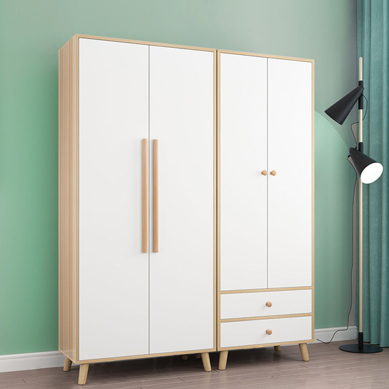 Bedroom Hinged Door Wardrobe with Wooden Legs Modern Cabinet with Clothes Rail Clearhalo 'Armoires & Wardrobes' 'armoires_wardrobes' 'Bedroom Furniture' 'furn' 'furn_armoires_wardrobes' 'Furniture' 6166481