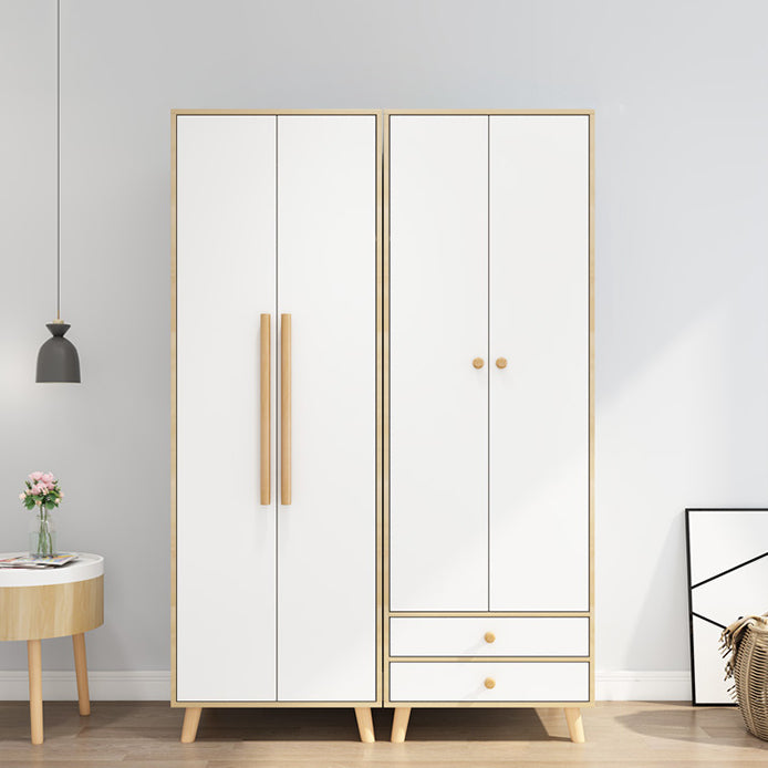 Bedroom Hinged Door Wardrobe with Wooden Legs Modern Cabinet with Clothes Rail Clearhalo 'Armoires & Wardrobes' 'armoires_wardrobes' 'Bedroom Furniture' 'furn' 'furn_armoires_wardrobes' 'Furniture' 6166482