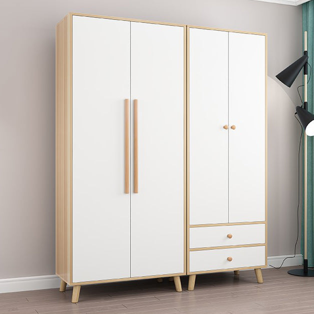 Bedroom Hinged Door Wardrobe with Wooden Legs Modern Cabinet with Clothes Rail Clearhalo 'Armoires & Wardrobes' 'armoires_wardrobes' 'Bedroom Furniture' 'furn' 'furn_armoires_wardrobes' 'Furniture' 6166483