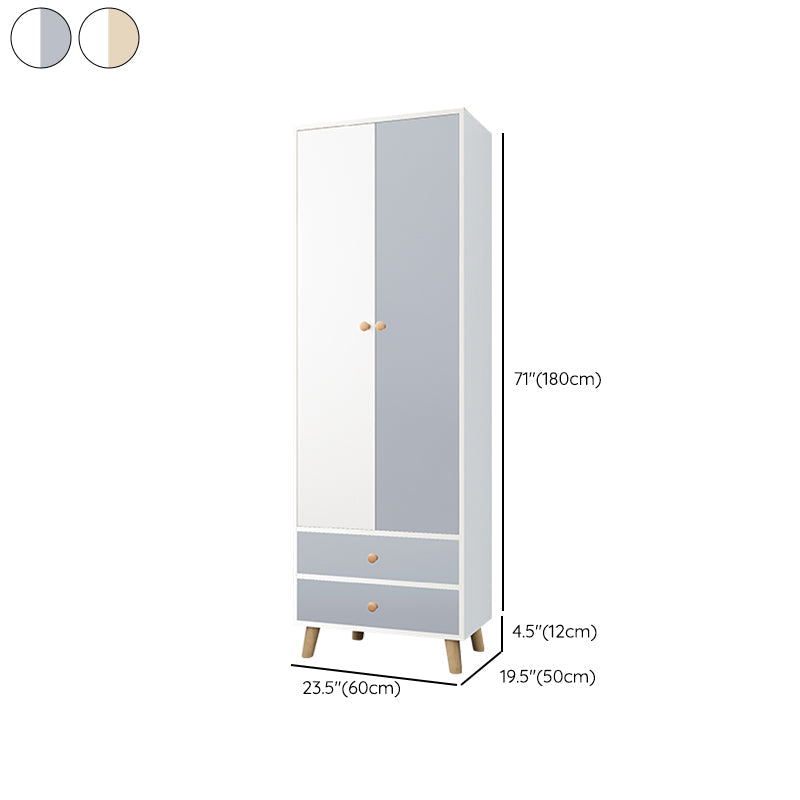 Bedroom Hinged Door Wardrobe with Wooden Legs Modern Cabinet with Clothes Rail Clearhalo 'Armoires & Wardrobes' 'armoires_wardrobes' 'Bedroom Furniture' 'furn' 'furn_armoires_wardrobes' 'Furniture' 6166485