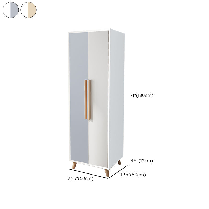 Bedroom Hinged Door Wardrobe with Wooden Legs Modern Cabinet with Clothes Rail Clearhalo 'Armoires & Wardrobes' 'armoires_wardrobes' 'Bedroom Furniture' 'furn' 'furn_armoires_wardrobes' 'Furniture' 6166486