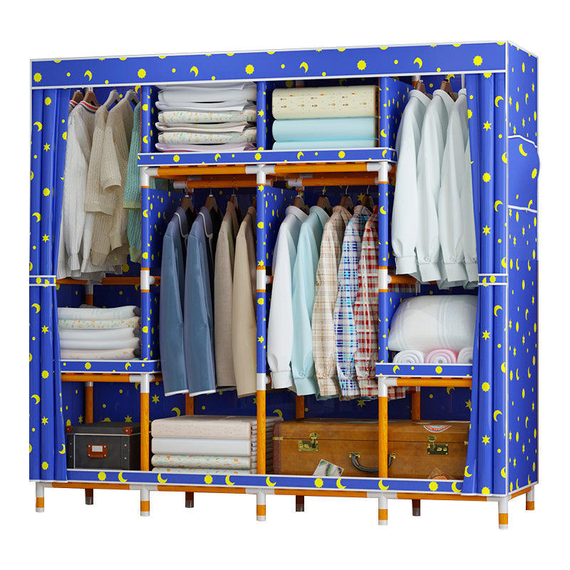 Modern Wardrobe with Clothes Rail Matte Finish Cabinet with Wood Frame