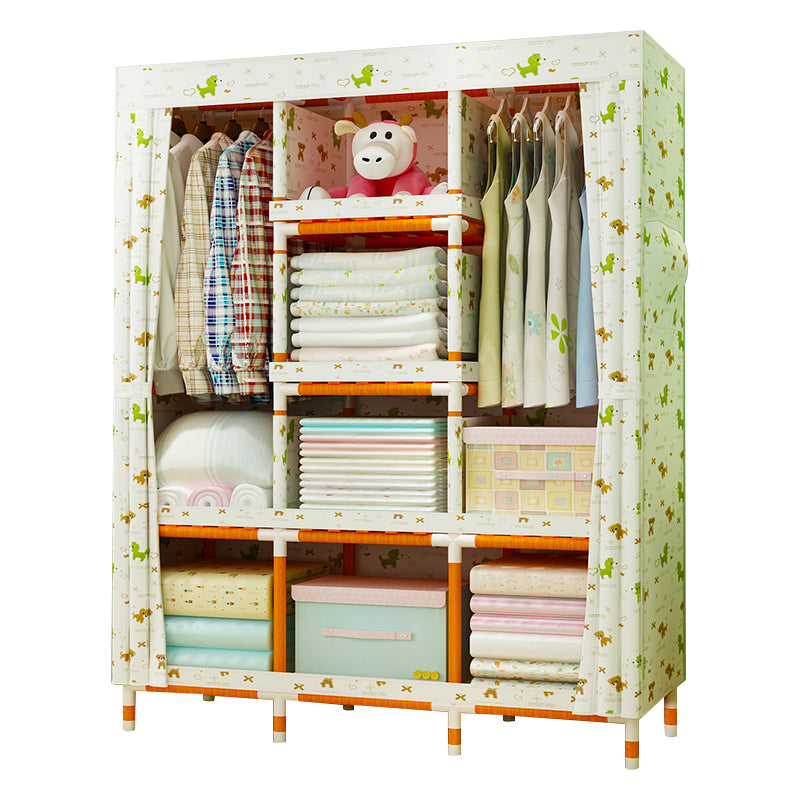 Modern Wardrobe with Clothes Rail Matte Finish Cabinet with Wood Frame