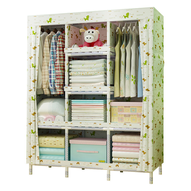 Modern Wardrobe with Clothes Rail Matte Finish Cabinet with Wood Frame