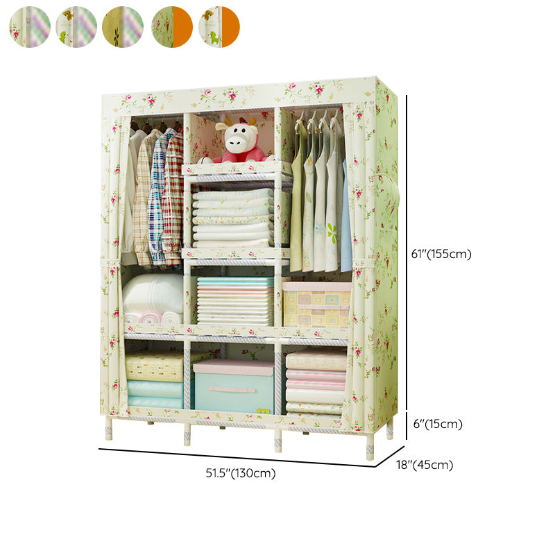 Modern Wardrobe with Clothes Rail Matte Finish Cabinet with Wood Frame