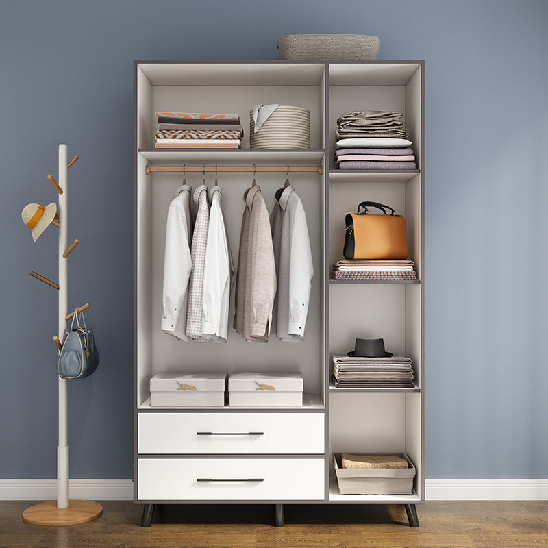Armadio in legno ingegnerizzato bianco per mobile moderno camera da letto con gambe