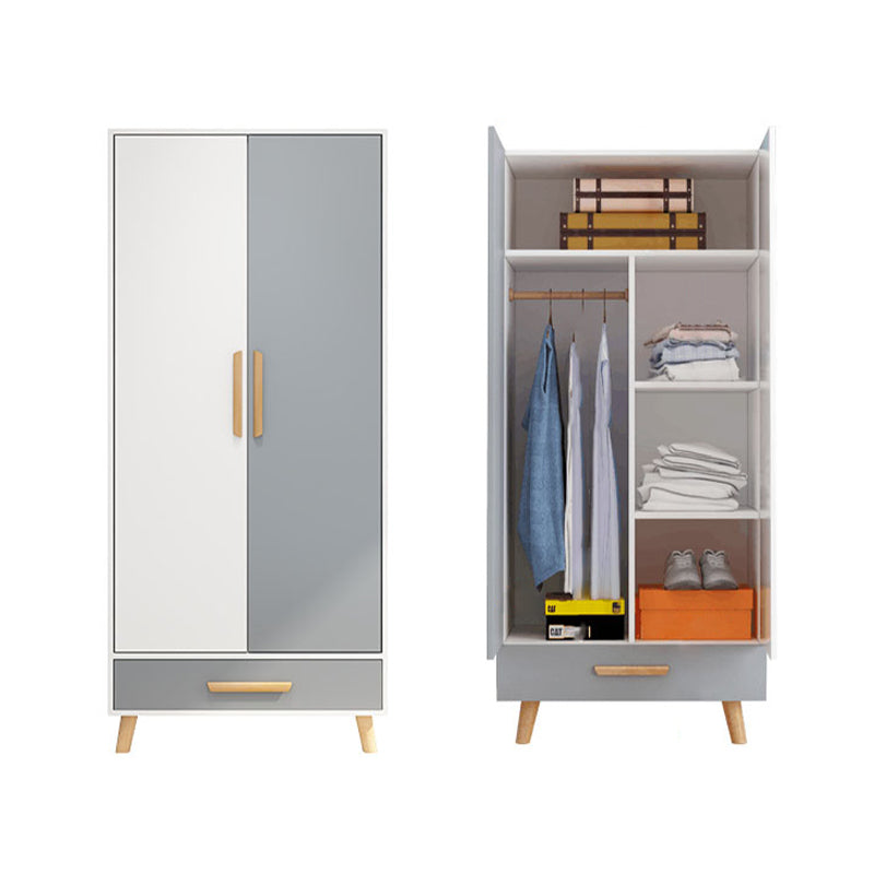 Armadio in legno ingegnerizzato bianco per mobile moderno camera da letto con gambe