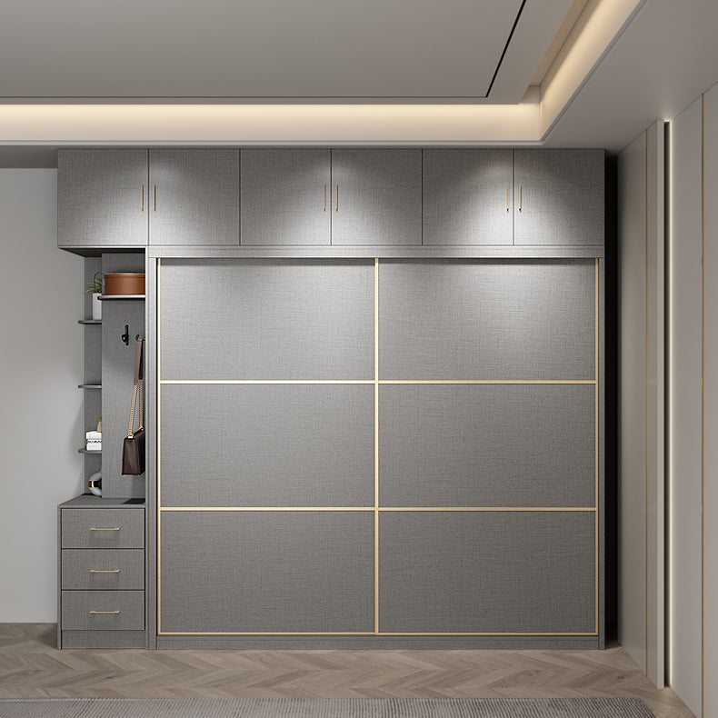 Couleur gris de style contemporain tige de tissu en bois incluse la garde-robe placard