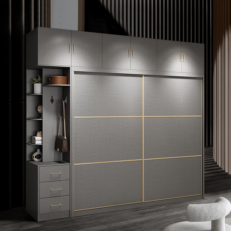 Couleur gris de style contemporain tige de tissu en bois incluse la garde-robe placard