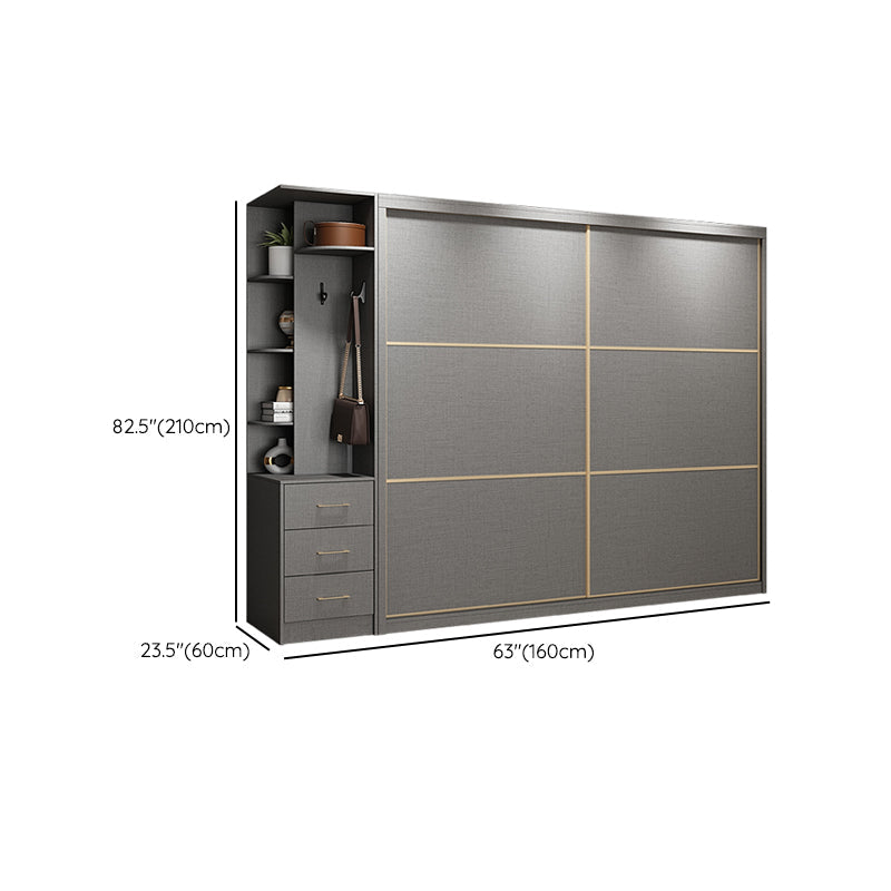 Couleur gris de style contemporain tige de tissu en bois incluse la garde-robe placard