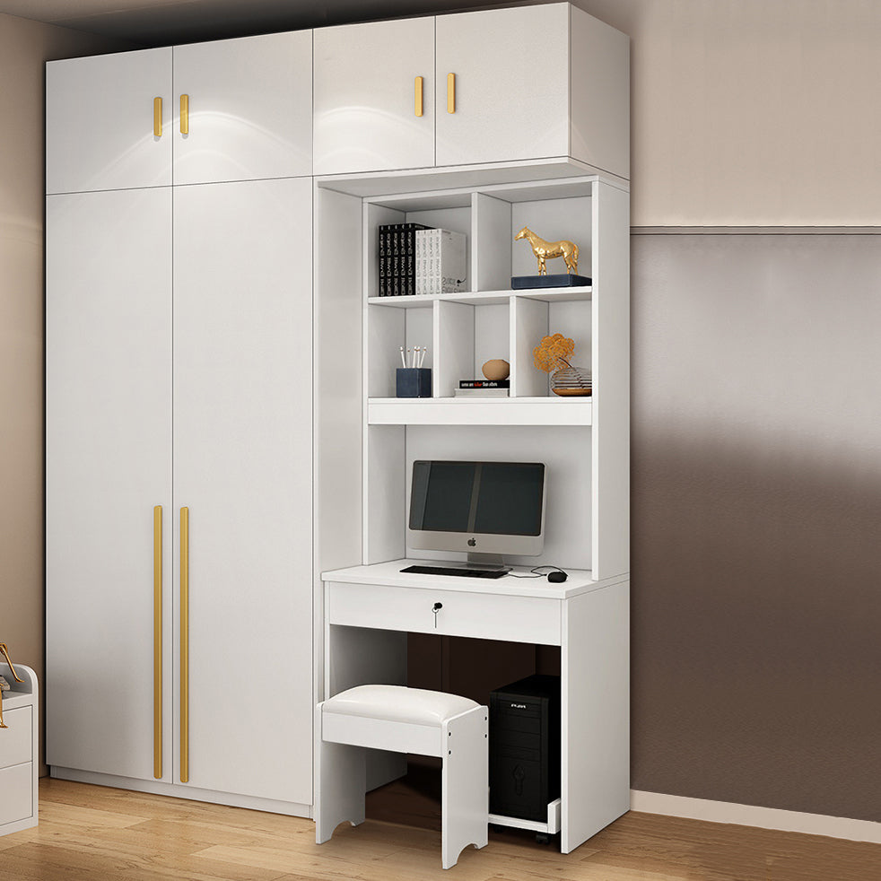 White Colour Wardrobe Wooden 1 Drawer Wardrobe Closet for Bedroom