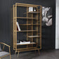 Modern Bookcase Metal Open Back Bookshelf with Shelves for Living Room