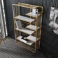 Modern Bookcase Metal Open Back Bookshelf with Shelves for Living Room