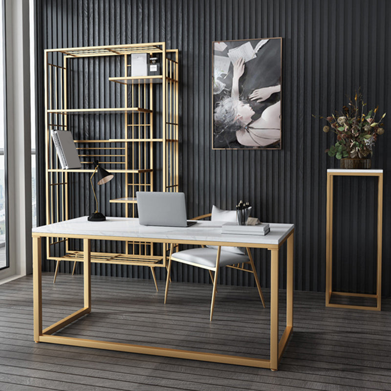 Modern Bookcase Metal Open Back Bookshelf with Shelves for Living Room