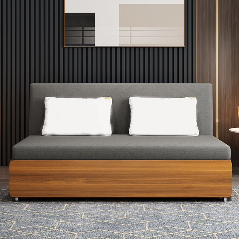 Scandinavian Armless Sofa Bed Cotton Blend Sofa Bed in Grey with Wheels