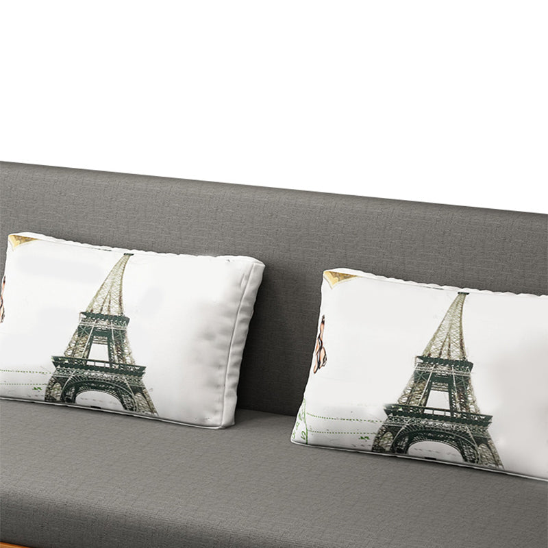 Scandinavian Armless Sofa Bed Cotton Blend Sofa Bed in Grey with Wheels