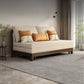 Linen Armless Sofa Bed with Pillow Back Solid Wood Sofa Bed in Beige