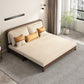 Linen Armless Sofa Bed with Pillow Back Solid Wood Sofa Bed in Beige