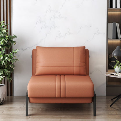 Orange Faux leather Sofa Bed 35.43" Wide Contemporary Sleeper Sofa with Upholstered