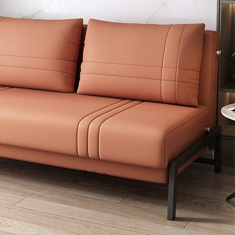 Orange Faux leather Sofa Bed 35.43" Wide Contemporary Sleeper Sofa with Upholstered