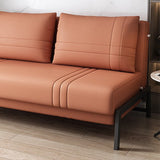 Orange Faux leather Sofa Bed 35.43" Wide Contemporary Sleeper Sofa with Upholstered