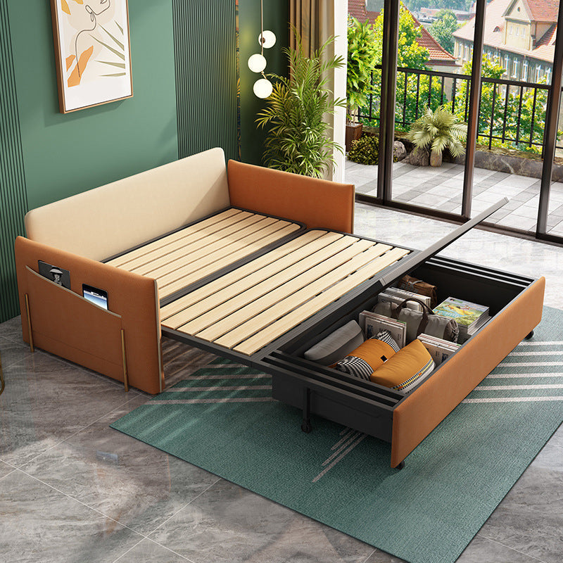 Geel faux lederen bank bed 36.22 "brede eigentijdse opvouwbare slaperbank