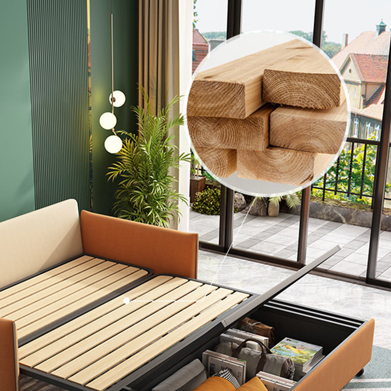 Geel faux lederen bank bed 36.22 "brede eigentijdse opvouwbare slaperbank