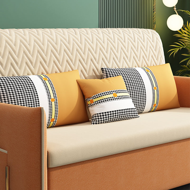 Geel faux lederen bank bed 36.22 "brede eigentijdse opvouwbare slaperbank